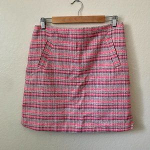 Halogen Pink, Plaid Tweed Skirt, Size 10